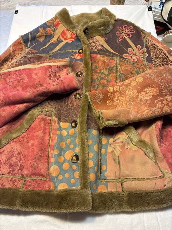 Coldwater Creek Jackets & Blazers - Coldwater Creek Patchwork Faux Suede Fur Lined Jacket Size 2X